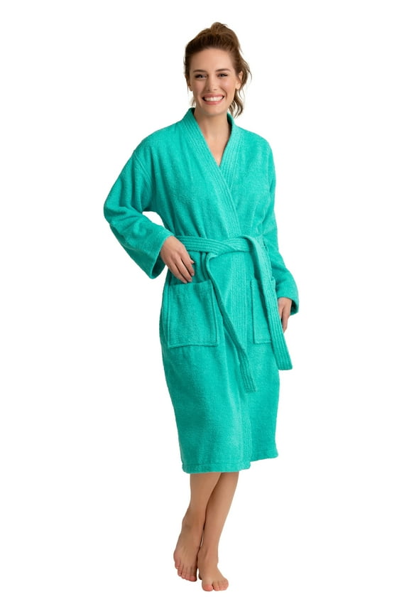 Women's Terry Cotton Kimono Bathrobe - Thick, Absorbent