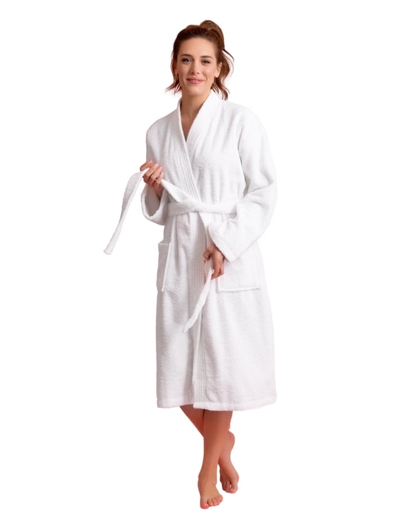 Women's Terry Cotton Kimono Bathrobe - Thick, Absorbent