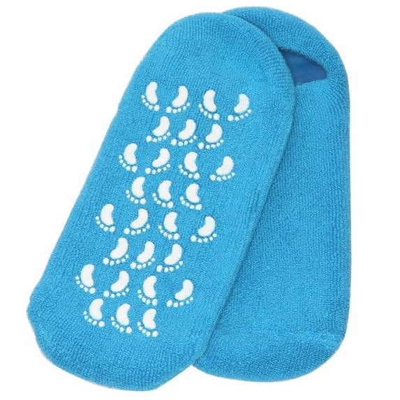Women's Terry Gel-Lined Moisturizing Booties - One Size - Infused With Essential Oils - Socks - Blue