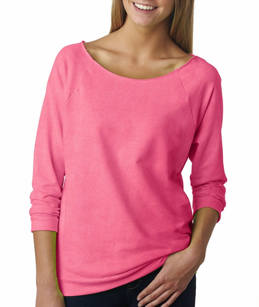 Women's Terry Raw-Edge 3/4-Sleeve Sweatshirt