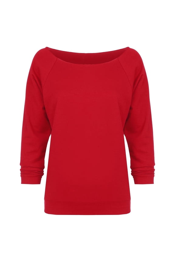 Women's Terry Raw-Edge 3/4-Sleeve Sweatshirt