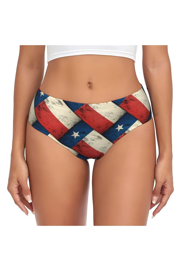 Women's Texas Flag Distressed Seamless Hipster Panties Stretch printed Bikini Underwear Small