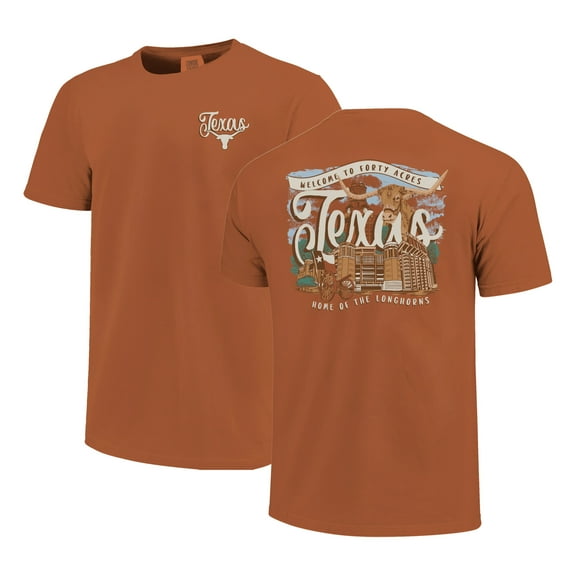 Women's Texas Orange Texas Longhorns Comfort Colors Campus Scene Drawing Script T-Shirt