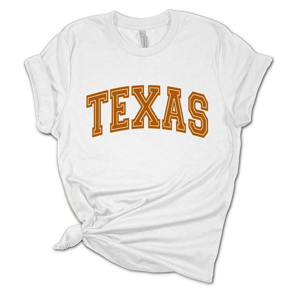 Women's Texas Tshirt Varsity Texas Burnt Orange State College Football Short Sleeve T-shirt-White-4xl