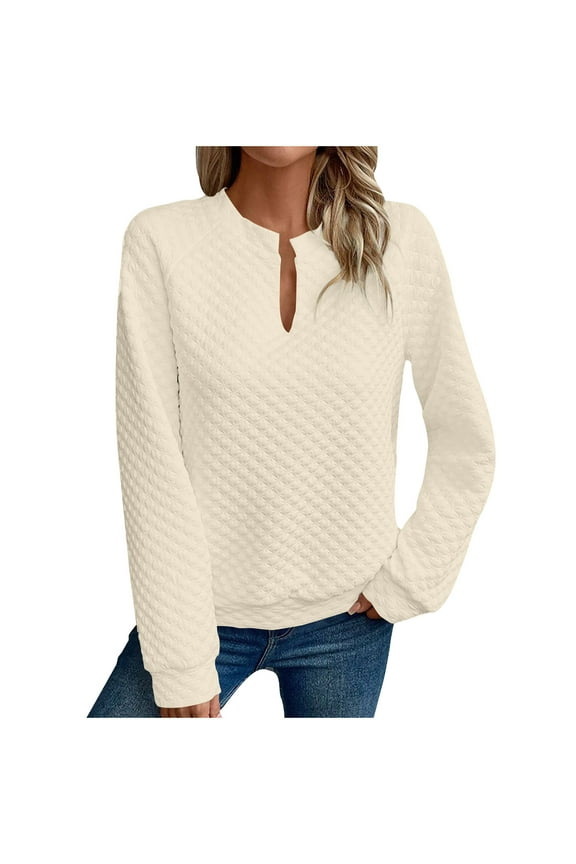 Women's Texture Sweatshirts Cutout U Neck Pullover Tops Casual Hooded Sweater Long Sleeve Shirt Top