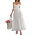 thumbnail image 1 of Women's Texture Sweetheart Neck Backless Cami Dress with Ruched Ties Bodice and Lining Lyocell 85% Polyamide 15%, 1 of 10