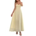 thumbnail image 1 of Women's Texture Sweetheart Neck Backless Cami Dress with Ruched Ties Bodice and Lining Lyocell 85% Polyamide 15%, 1 of 10