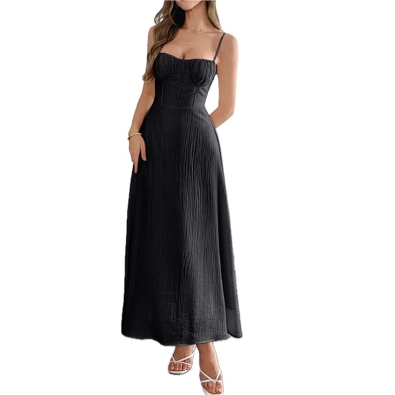 Women's Texture Sweetheart Neck Backless Cami Dress with Ruched Ties Bodice and Lining Lyocell 85% Polyamide 15%