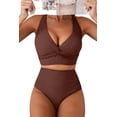 thumbnail image 1 of Women's Textured Bikini Sets Twist Front Top Swimsuits High Waisted Bathing Suits, 1 of 5