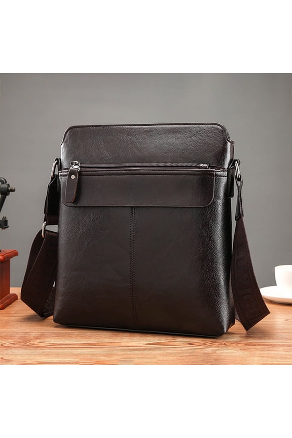 Women's Textured Faux Leather Crossbody Bag Flap Satchel Handbag Purse Lightweight Adjustable Strap Brown Coffee