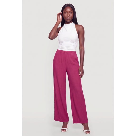 Women's Textured Knit Button Detail Pull On Pants