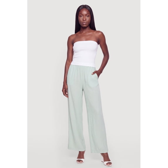 Women's Textured Knit Button Detail Pull On Pants