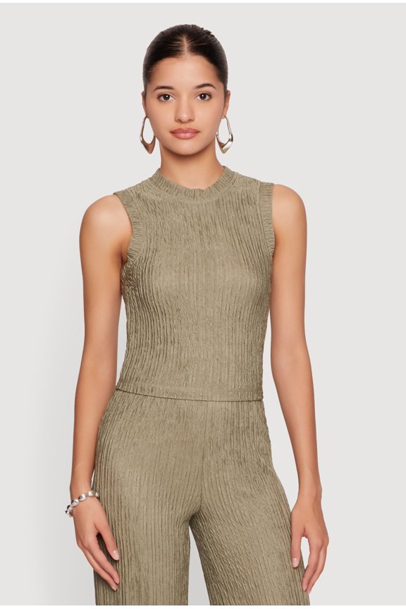 Women's Textured Knit High Neck Blouse