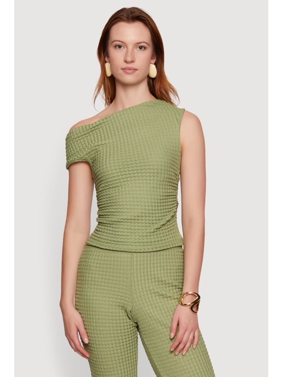 Women's Textured Knit One Shoulder Blouse