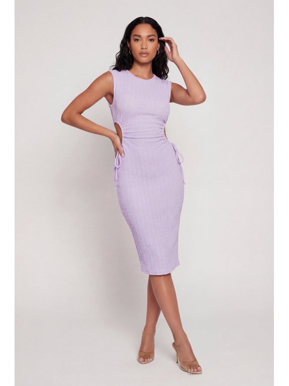 Women's Textured Knit Sleeveless Side Cut Out Dress