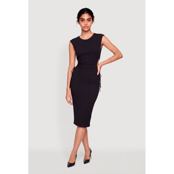 Women's Textured Knit Sleeveless Side Cut Out Dress