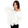 thumbnail image 1 of Women's Textured Knit Sweater with V-Neckline and Ribbed Sleeves - Small, White, 1 of 6