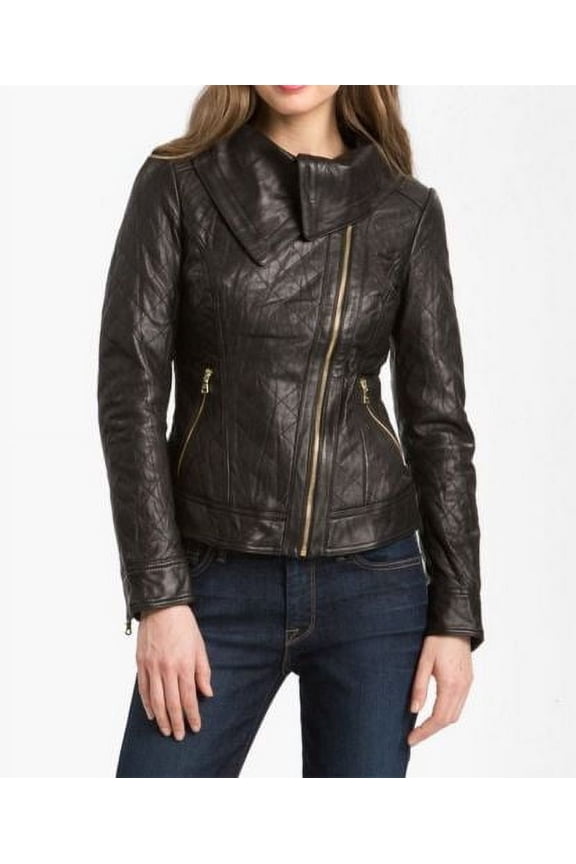 Women's Textured Leather Jacket rt7895