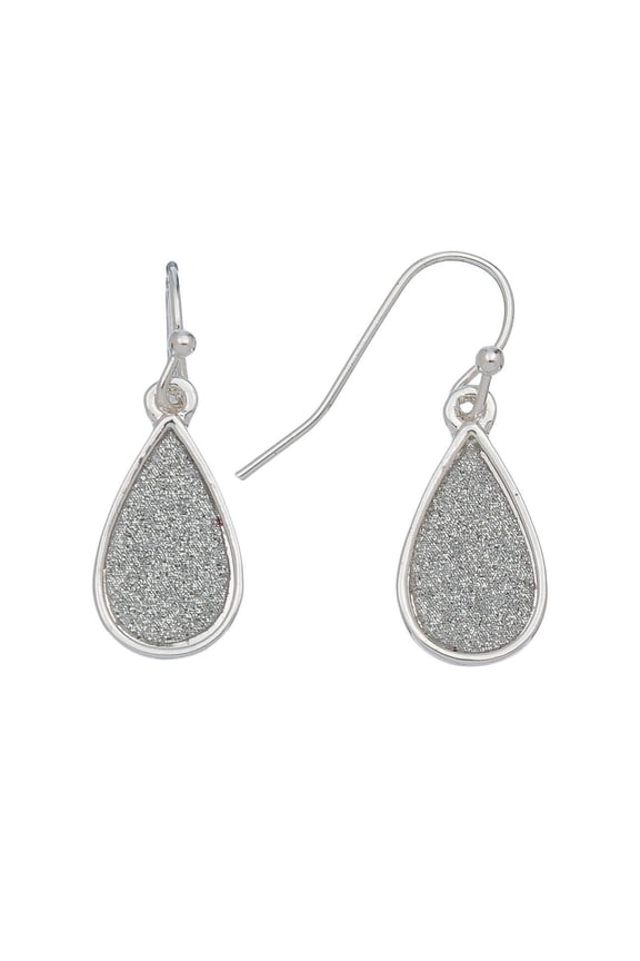 Women's Textured Silver Tear Drop Ear Sense Earrings by Howard's