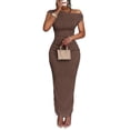 thumbnail image 1 of Women's Textured Single Shoulder Bodycon Maxi Dress with Stretch Ninety Five Percent Polyester Five Percent Spandex, 1 of 10