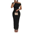 thumbnail image 1 of Women's Textured Single Shoulder Bodycon Maxi Dress with Stretch Ninety Five Percent Polyester Five Percent Spandex, 1 of 10