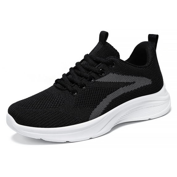 Women's Textured Sneakers,Breathable Running Shoes,Women's Slip Resistant Shoes,Stripe Design,Black