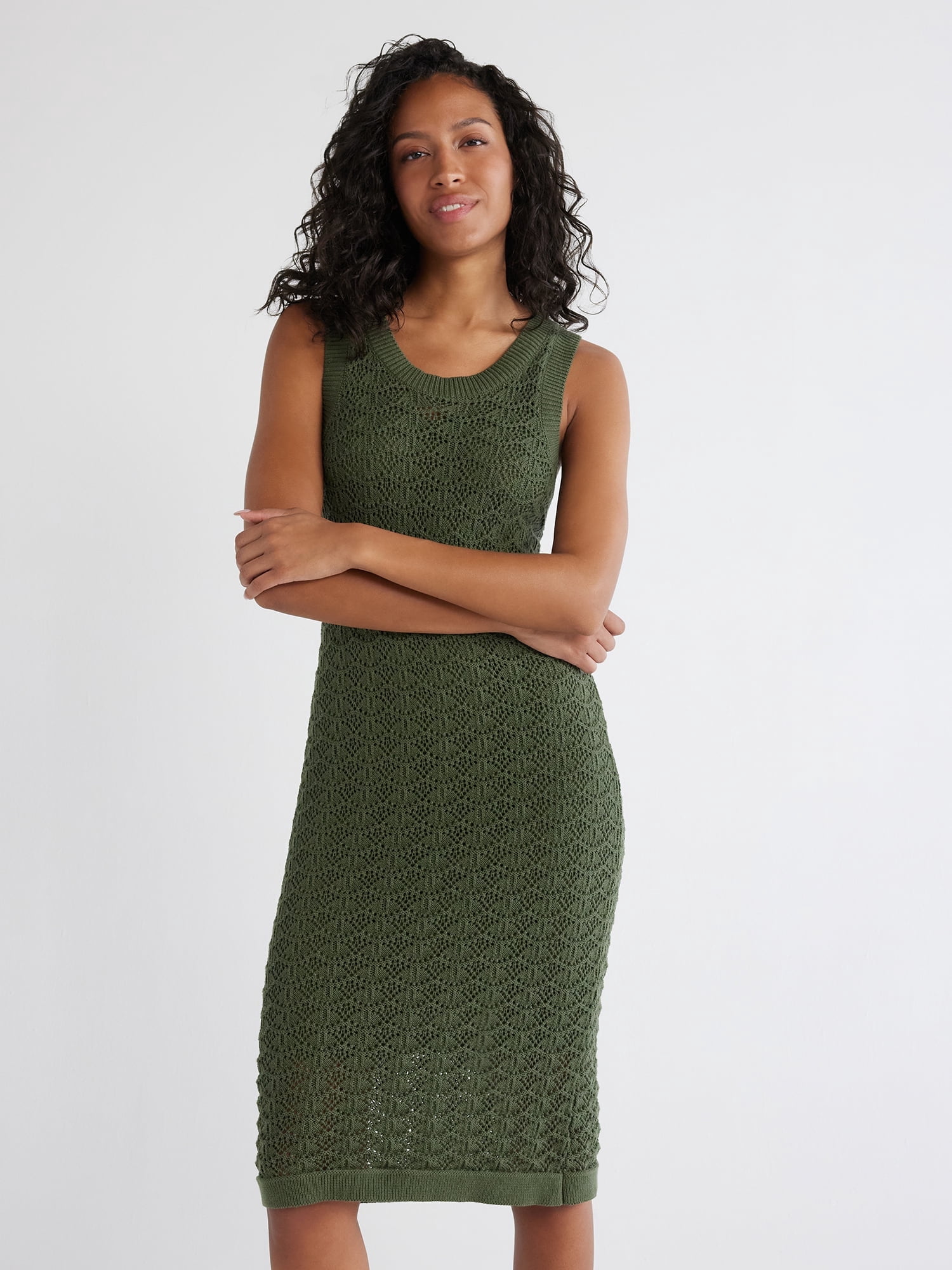 green sweater dress walmart Women's Textured Stitch Size M Olive Elf dress