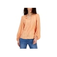 thumbnail image 1 of Women's Textured Tie Puff-Sleeve Peasant Top Delacroix Dobby/Coral Reef XXL, 1 of 1