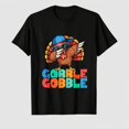 thumbnail image 1 of Women's Thanksgiving Gobble Turkey Graphic T-Shirt, Retro Sunglasses Short Sleeve Shirt, 1 of 5