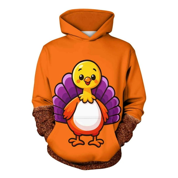 Women's Thanksgiving Hoodies Cute Turkey Graphic Pullover Sweatshirt Trendy Casual Long Sleeve Holiday Tops