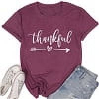Women's Thanksgiving Letter Print T-Shirt Summer Top