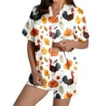 thumbnail image 1 of Women's Thanksgiving Turkey Print Pajama Set Comfortable Sleepwear Shorts Outfit Holiday Nightwear Soft, 1 of 1