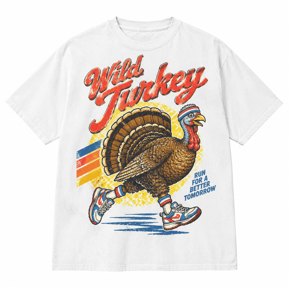 Women’s Thanksgiving Turkey “Wild Turkey” Graphic Print Short Sleeve T-Shirt, Casual Crew Neck Top