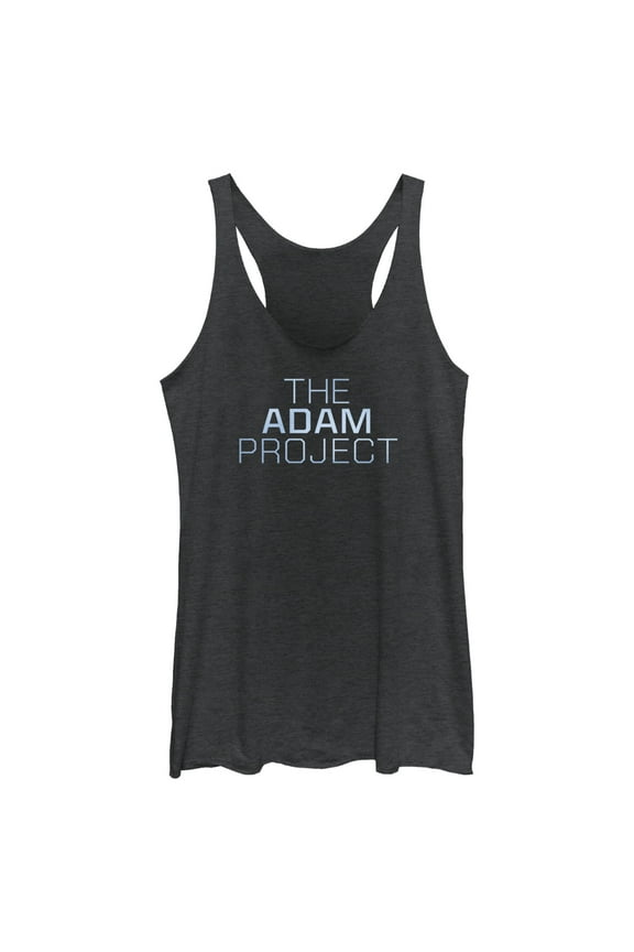 Women's The Adam Project Classic Text Logo Racerback Tank Top Black Heather Large