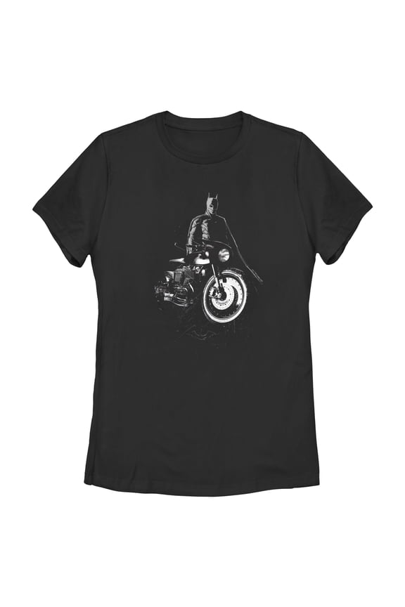 Women's The Batman Batcycle in the Shadows Graphic Tee Black Small