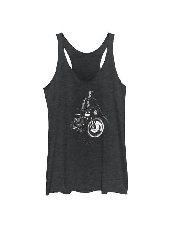 Women's The Batman Batcycle in the Shadows Racerback Tank Top Black Heather X Small