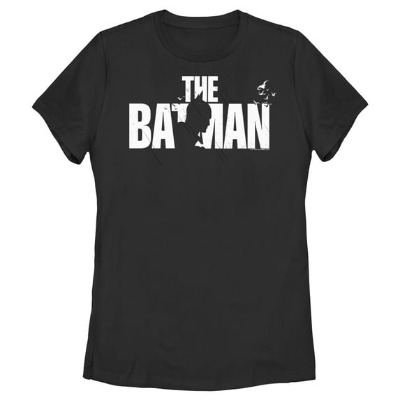 Women's The Batman Black and White Silhouette Graphic Tee Black X Large