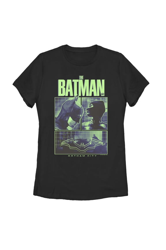 Women's The Batman Dark Knight and Catwoman Panels Graphic Tee Black Small