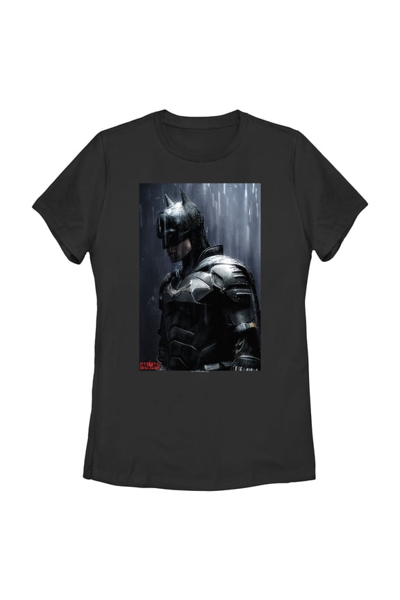 Women's The Batman In the Rain Poster Graphic Tee Black Small