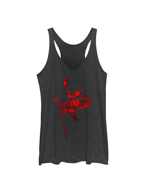 Women's The Batman Red Shadows Racerback Tank Top Black Heather Large