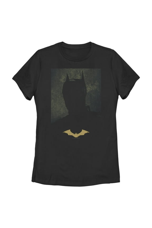Women's The Batman Silhouette Portrait Graphic Tee Black Medium