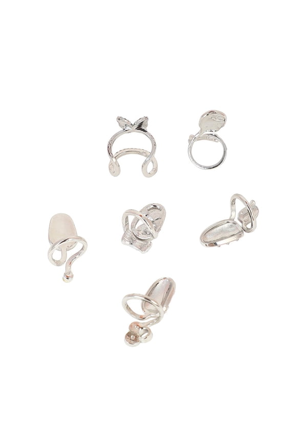 Women's The Belle Nail Rings - Metallic Silver (Set Of 6)