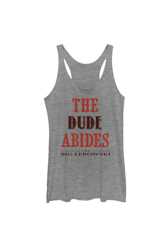 Women's The Big Lebowski The Dude Abides  Racerback Tank Top Gray Heather X Small