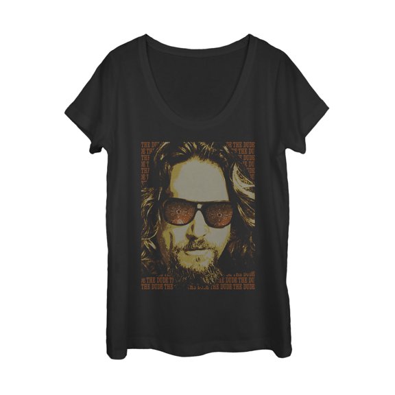 Women's The Big Lebowski The Dude Text Poster  Scoop Neck Black Medium