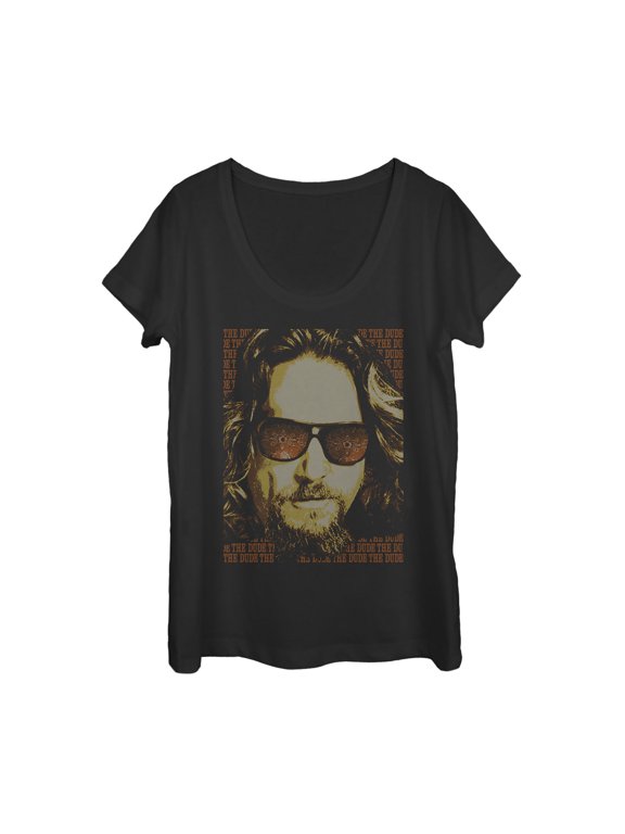 Women's The Big Lebowski The Dude Text Poster Scoop Neck Black Small