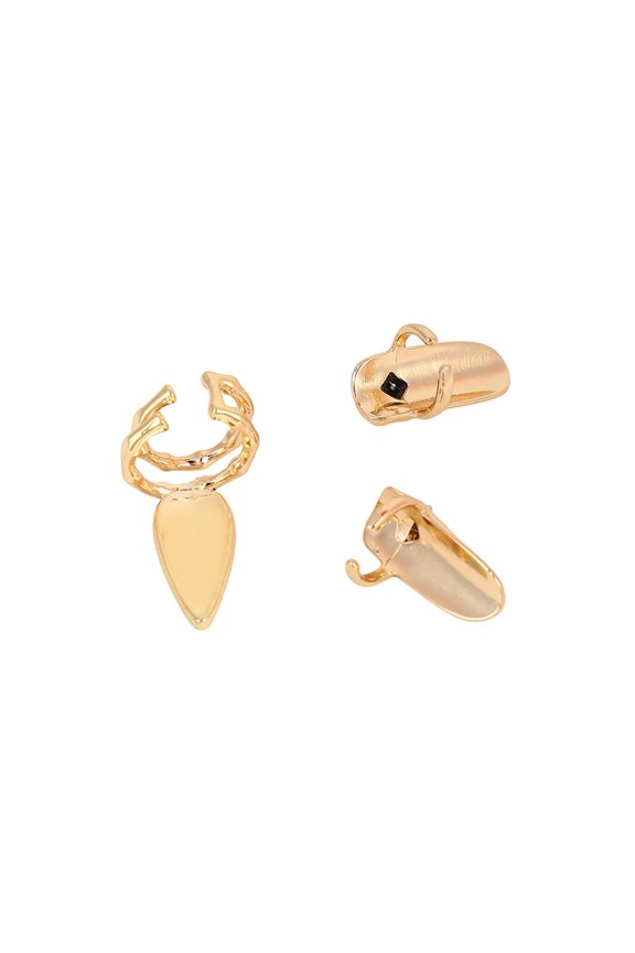 Women's The Bijou-Checks Nail Rings - California Gold (Set Of 3)