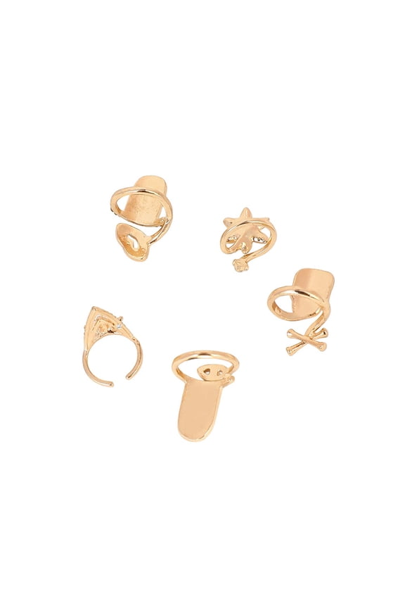 Women's The Bling-Bloom Nail Rings - California Gold (Set Of 5)