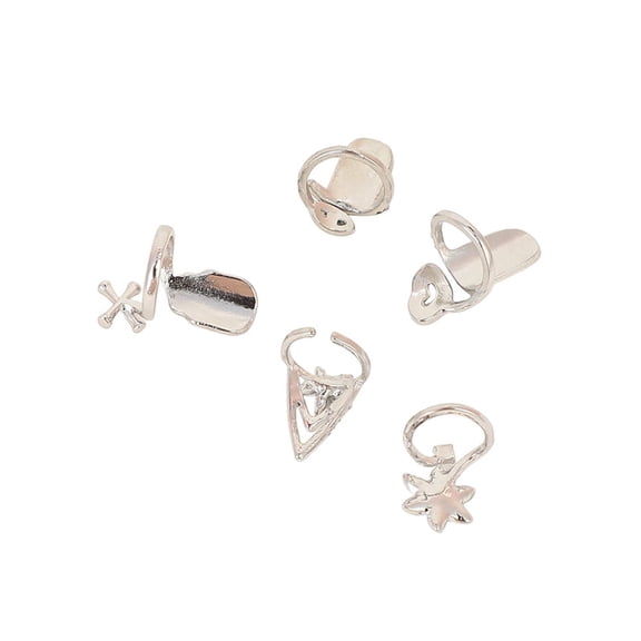 Women's The Bling-Bloom Nail Rings - Metallic Silver (Set Of 5)