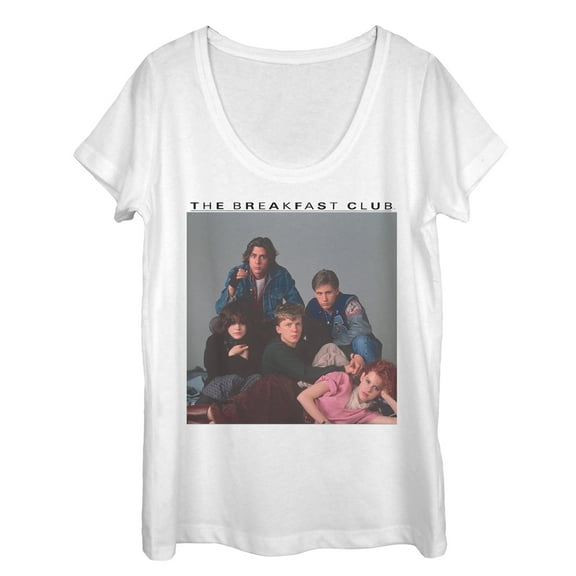 Women's The Breakfast Club Detention Group Pose  Scoop Neck White Large