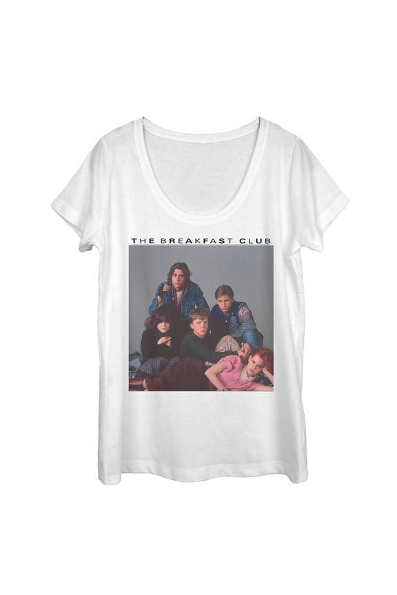 Women's The Breakfast Club Detention Group Pose Scoop Neck White Small
